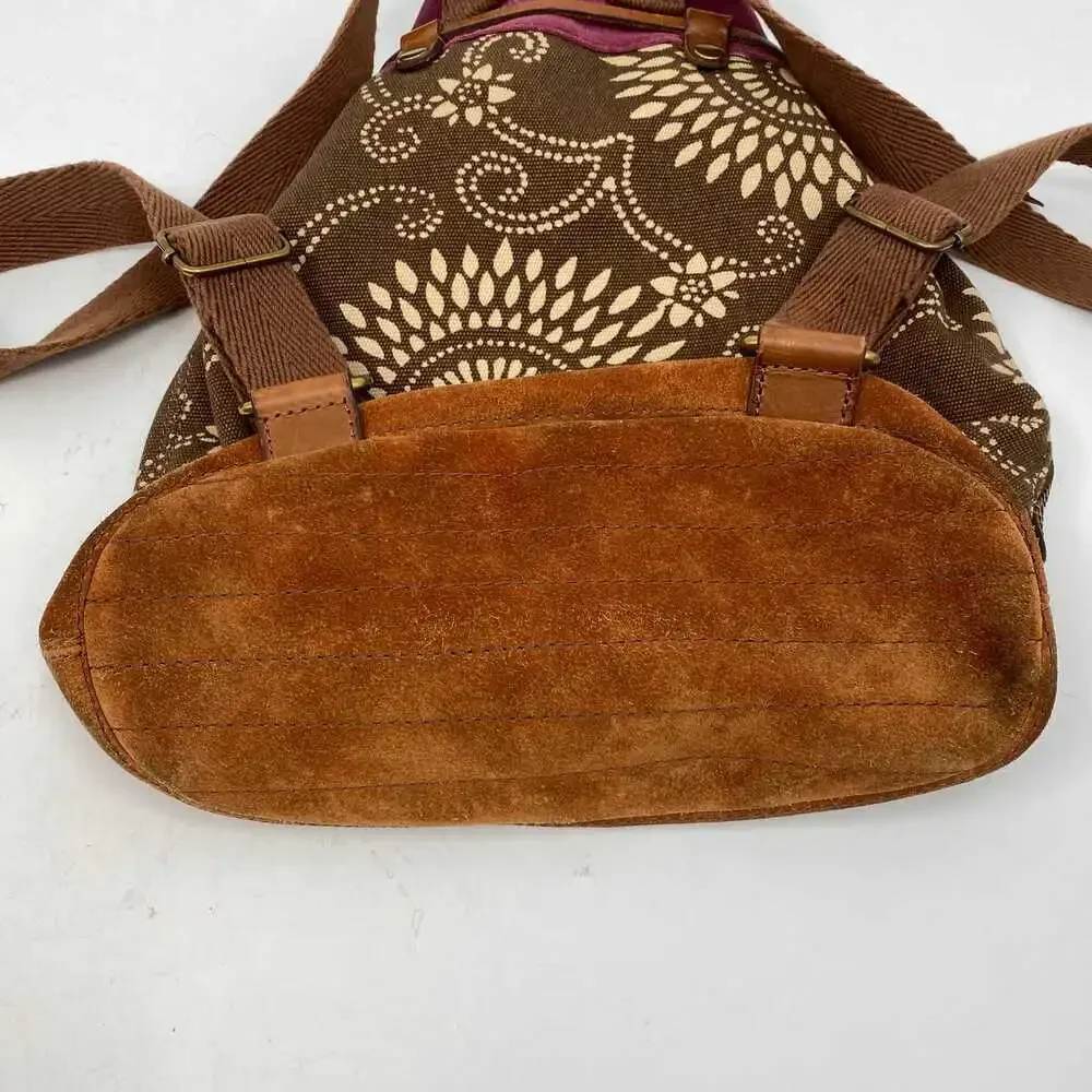 Lucky Brand Brown Purple Suede & Canvas Backpack | Women’s Regular